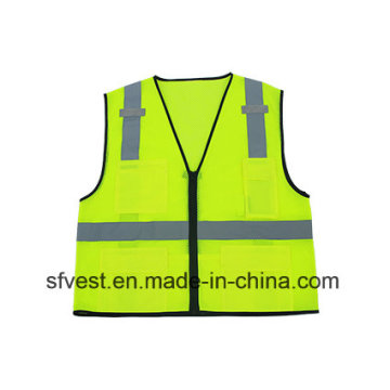 Gilet de sécurité réfléchissant fluorescent en maille 100 % polyester